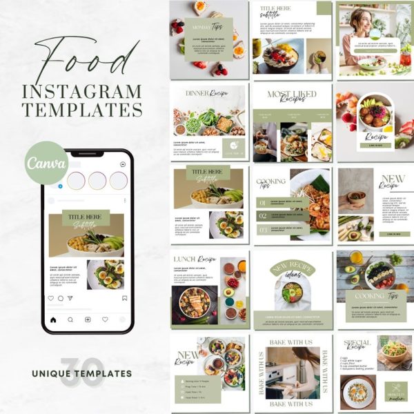Food Instagram Templates – Canva Posts for Dietitians, Nutritionists & Food Bloggers