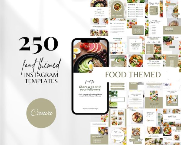 Food & Nutrition Instagram Templates – Canva Editable Posts for Dietitians & Bloggers