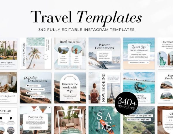 Travel Instagram Templates – Editable Canva Posts for Travel Agents, Bloggers & Influencers